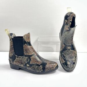 Lauren Ralph Lauren Rain Boots Womens 5 Snake Skin Print Chelsea Ankle Tally Bo